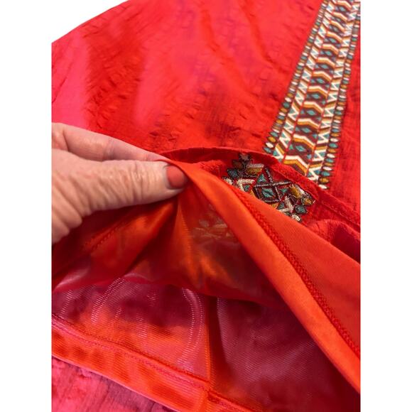 THML Red Embroidered Halter Mini Dress - Size S - Picture 10 of 16